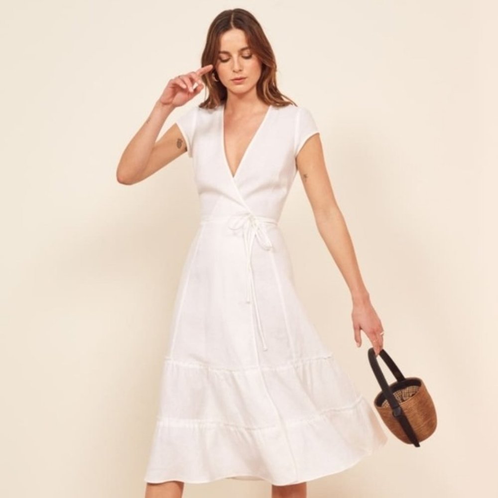 Reformation Calista white linen dress